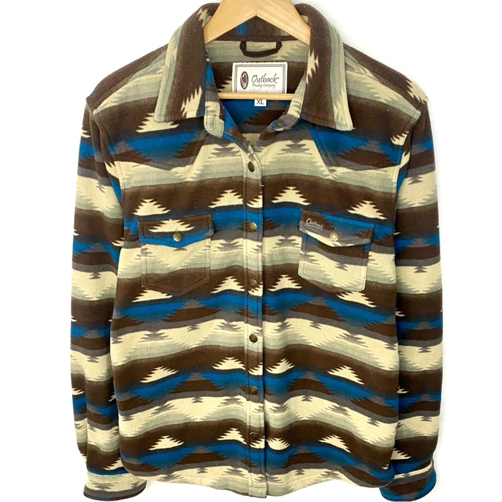 Outback Trading Company Women’s Essence Aztec Fleece Flannel Shirt Jacket XL - Picture 1 of 10